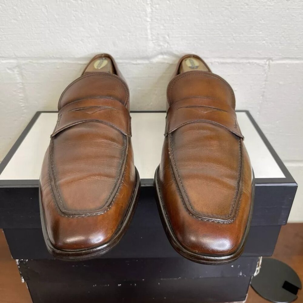 Salvatore Ferragamo Studio Made in Italy Mens Slip On Loafer Shoes Brown Sz 13 D